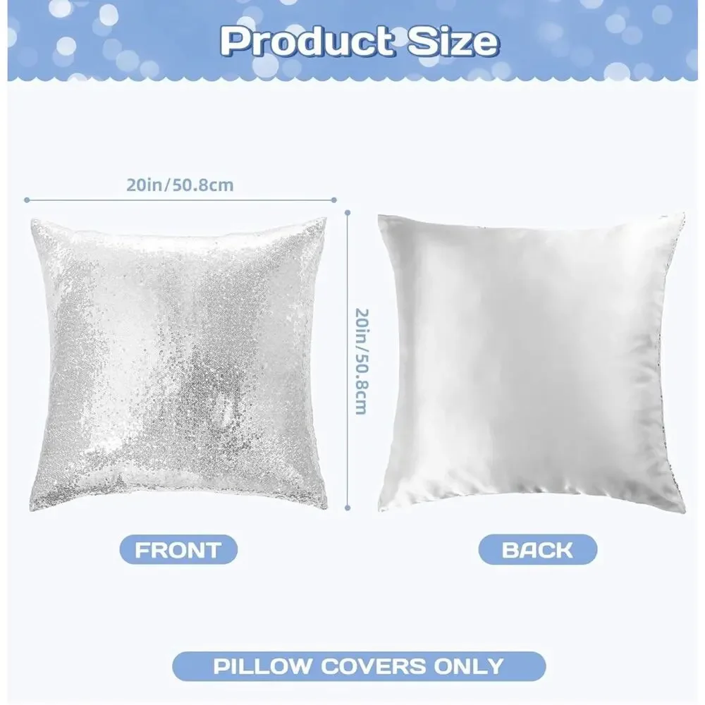 Eternal Beauty Set of 2 Sequin Pillow Cover silver 20X20